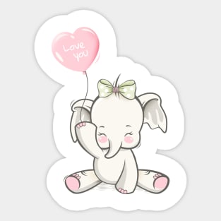 Lovely Cute Happy Elephant for Design Sticker